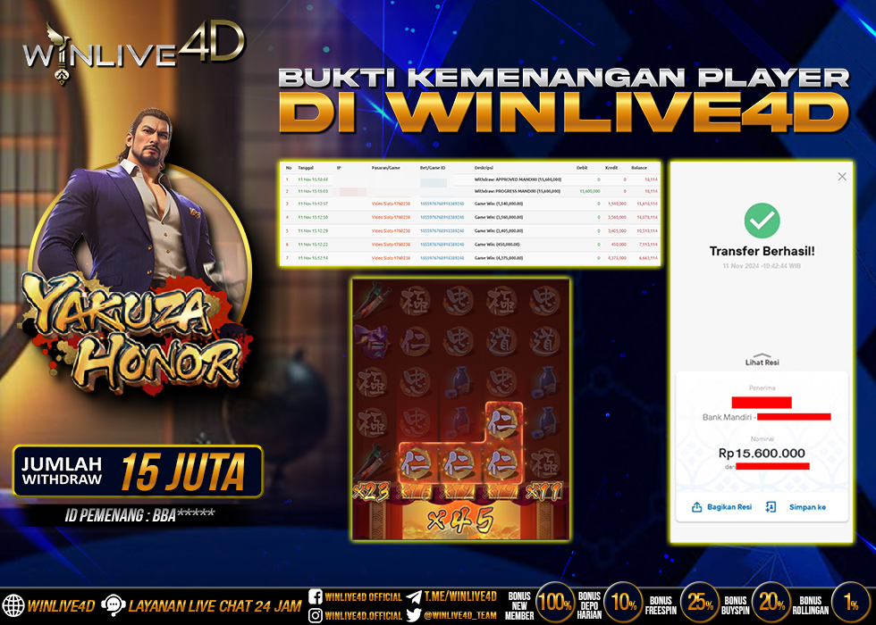 WINLIVE4D JACKPOT SLOT YAKUZA HONOR