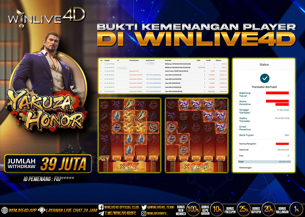 WINLIVE4D JACKPOT SLOT YAKUZA HONOR