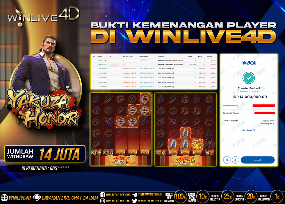 WINLIVE4D JACKPOT SLOT YAKUZA HONOR