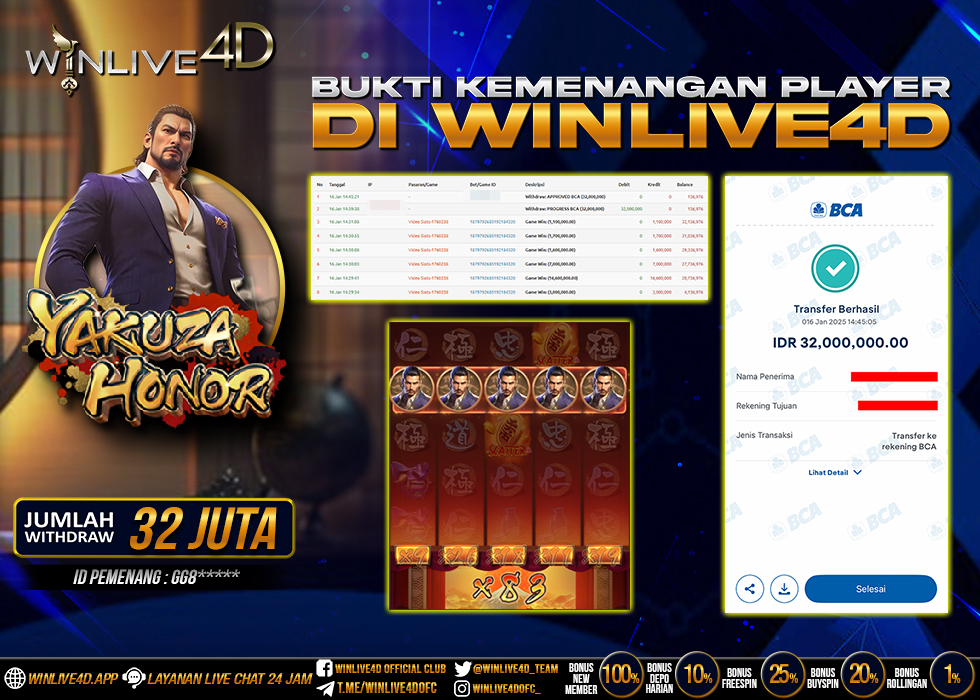 WINLIVE4D JACKPOT SLOT YAKUZA HONOR