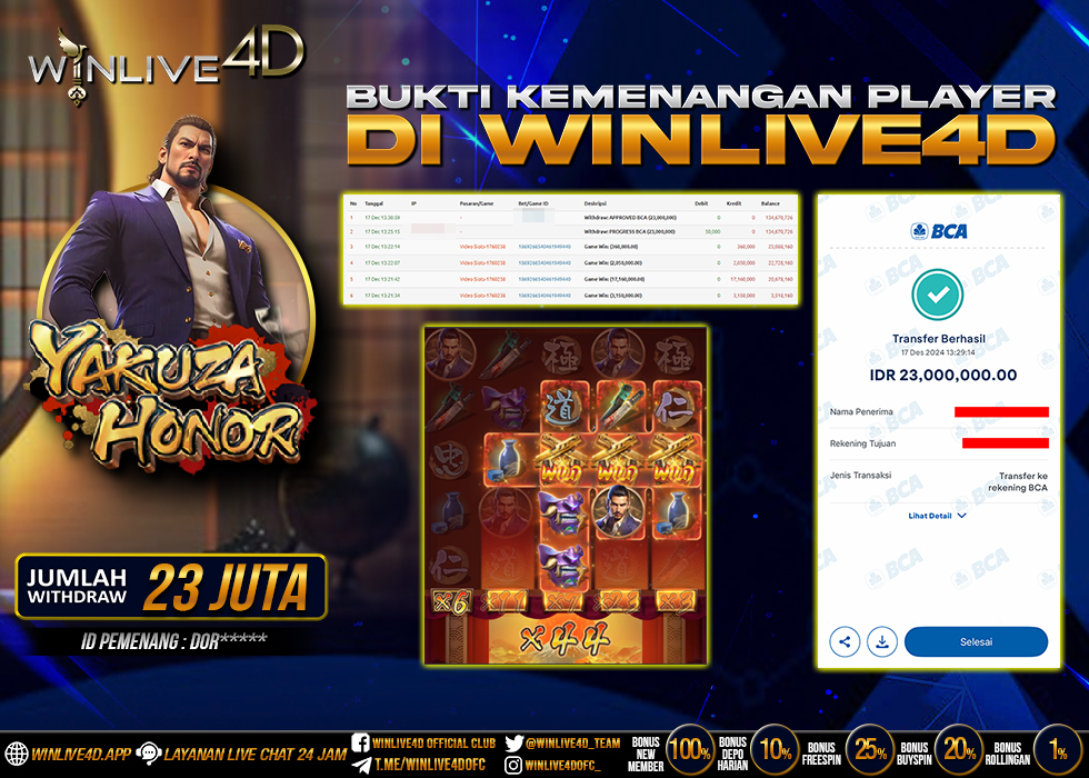 WINLIVE4D JACKPOT SLOT YAKUZA HONOR