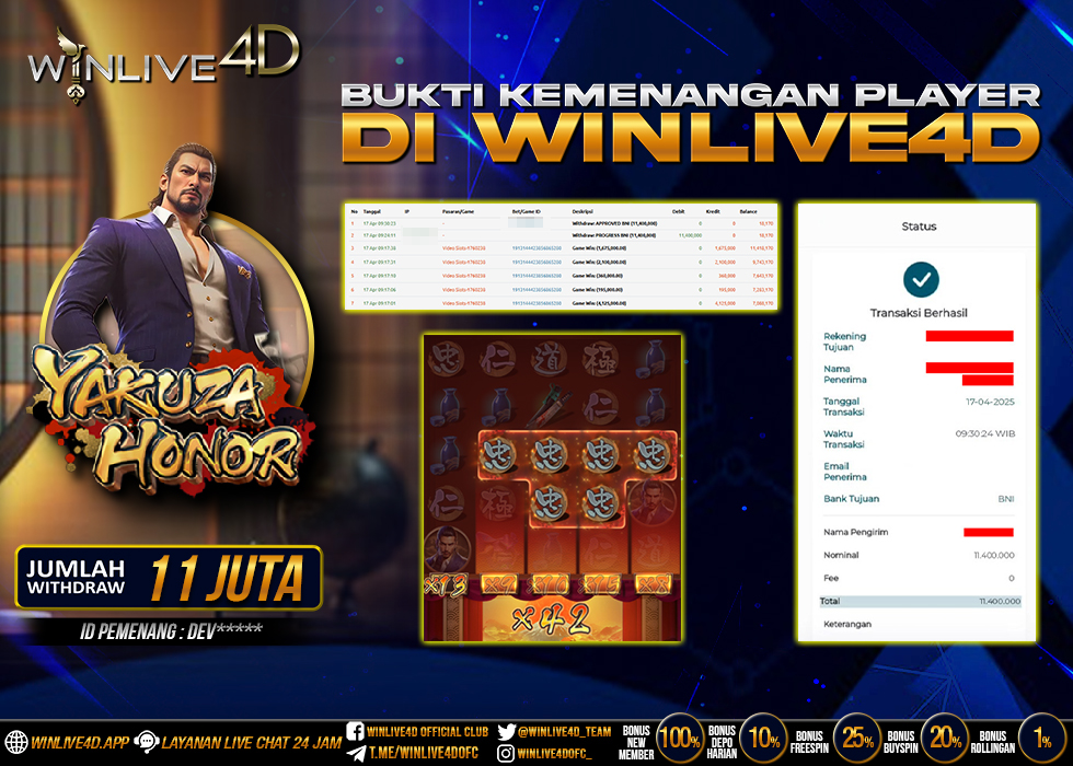 WINLIVE4D JACKPOT SLOT YAKUZA HONOR