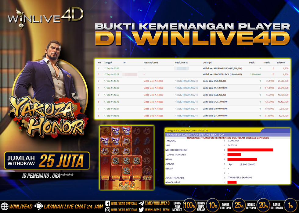 WINLIVE4D JACKPOT SLOT YAKUZA HONOR