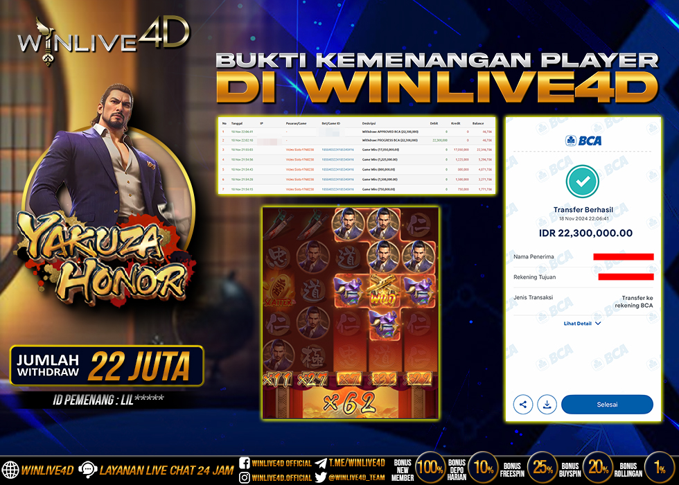 WINLIVE4D JACKPOT SLOT YAKUZA HONOR