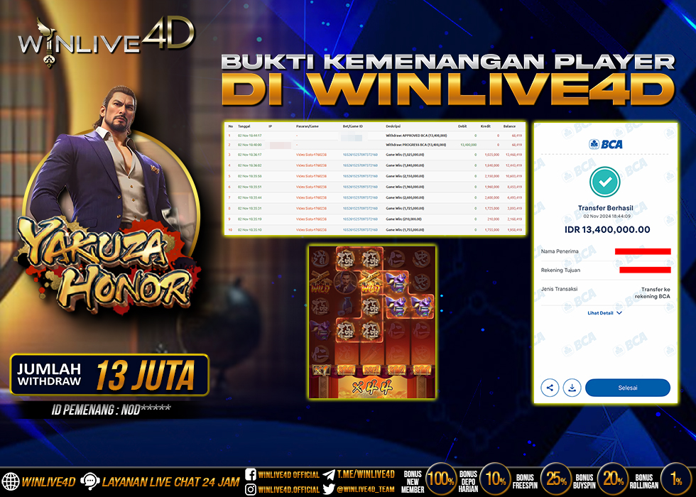WINLIVE4D JACKPOT SLOT YAKUZA HONOR