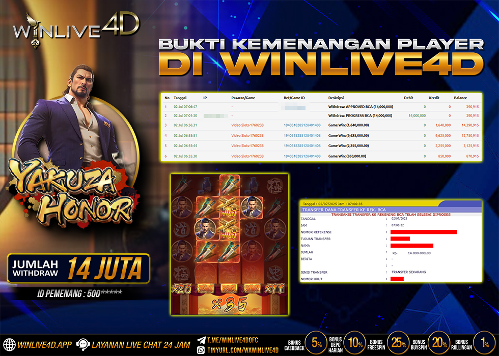 WINLIVE4D JACKPOT SLOT YAKUZA HONOR