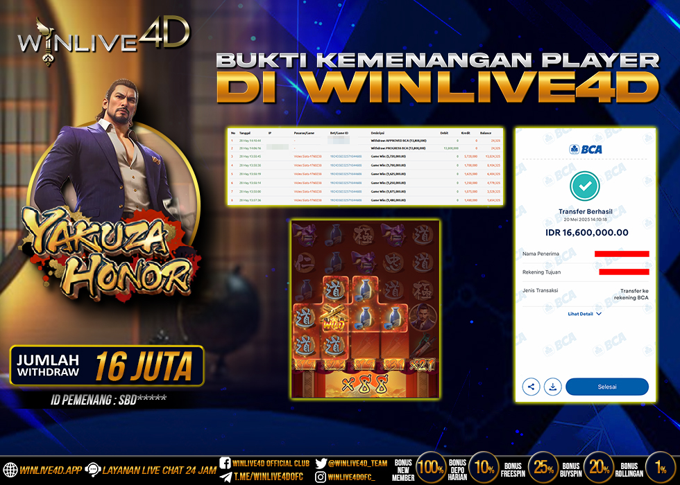 WINLIVE4D JACKPOT SLOT YAKUZA HONOR