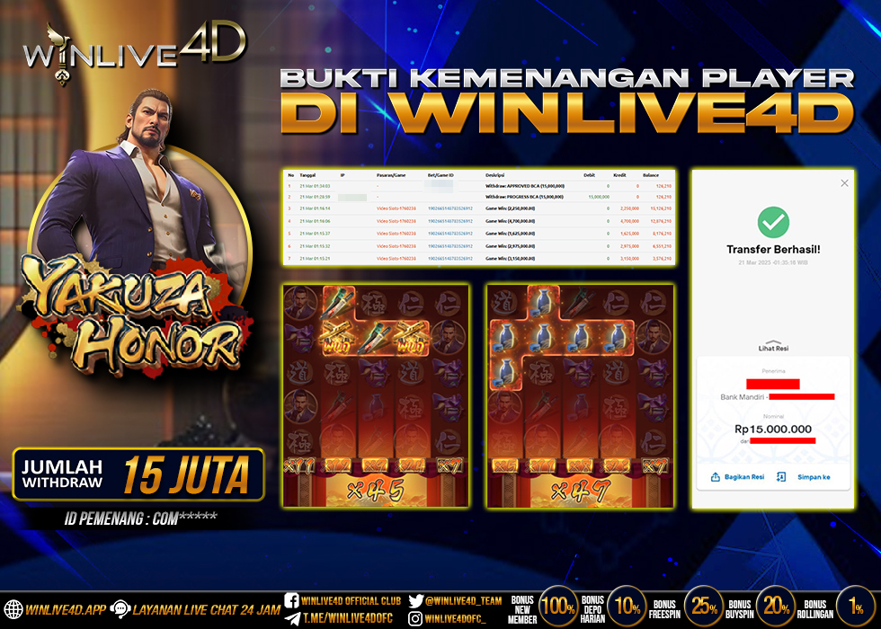 WINLIVE4D JACKPOT SLOT YAKUZA HONOR