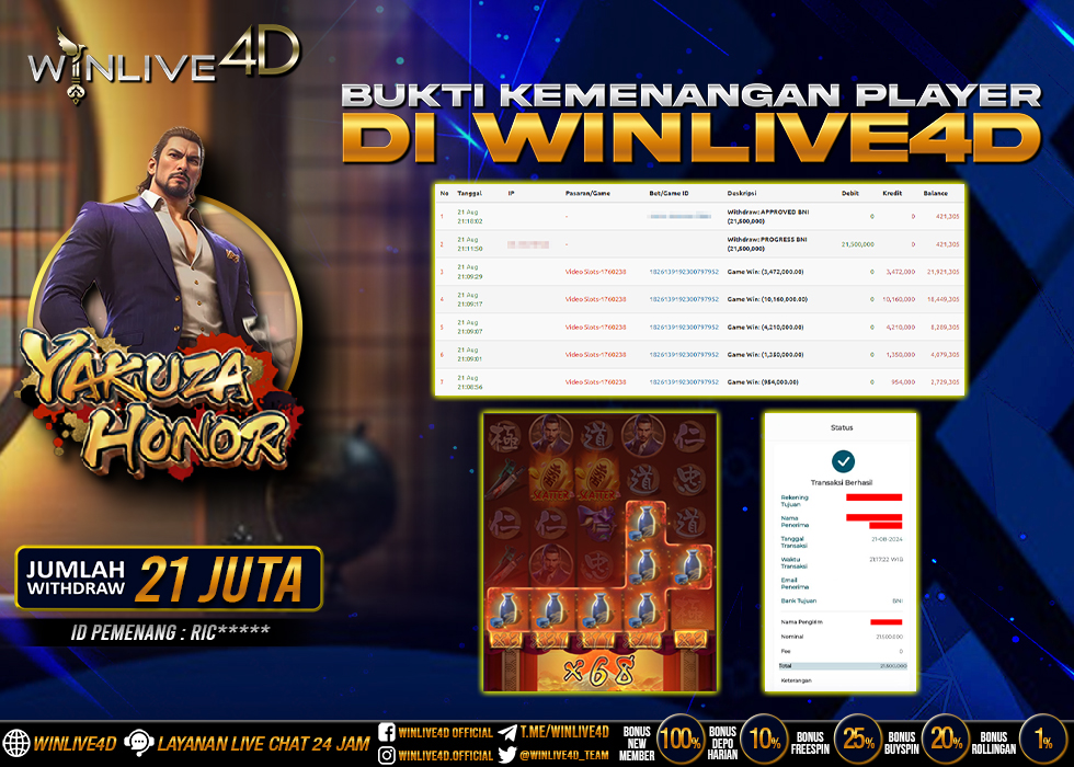 WINLIVE4D JACKPOT SLOT YAKUZA HONOR