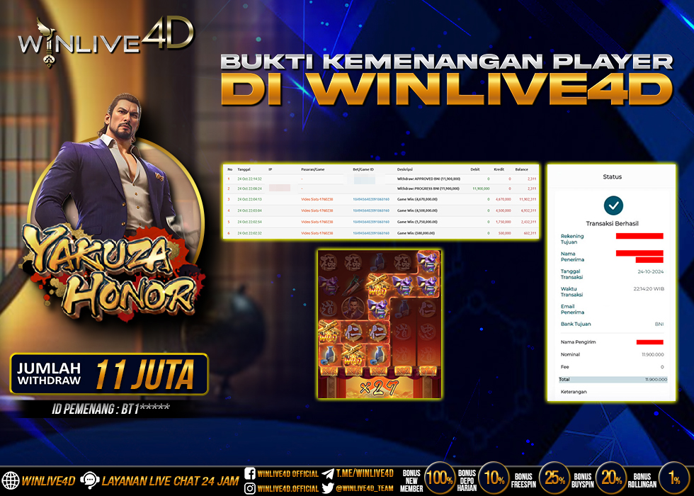 WINLIVE4D JACKPOT SLOT YAKUZA HONOR