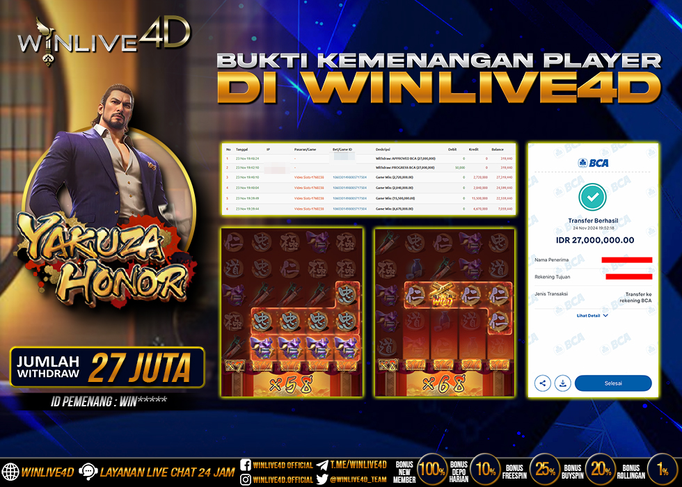 WINLIVE4D JACKPOT SLOT YAKUZA HONOR