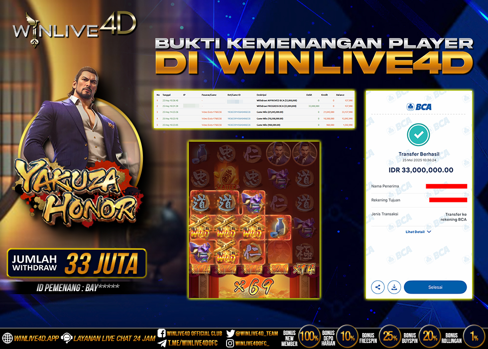 WINLIVE4D JACKPOT SLOT YAKUZA HONOR
