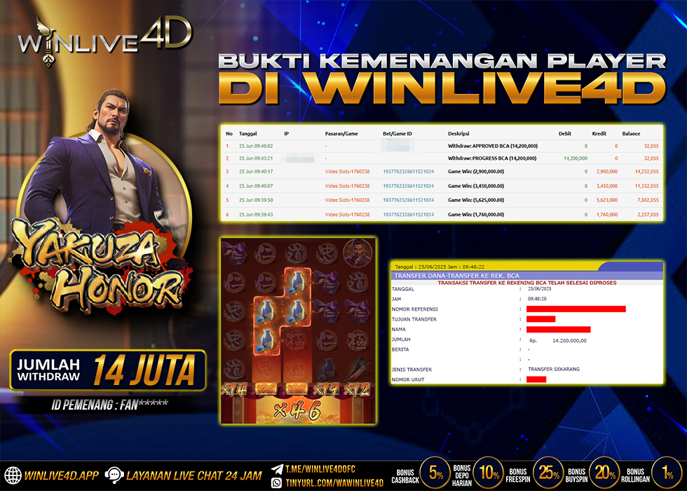 WINLIVE4D JACKPOT SLOT YAKUZA HONOR