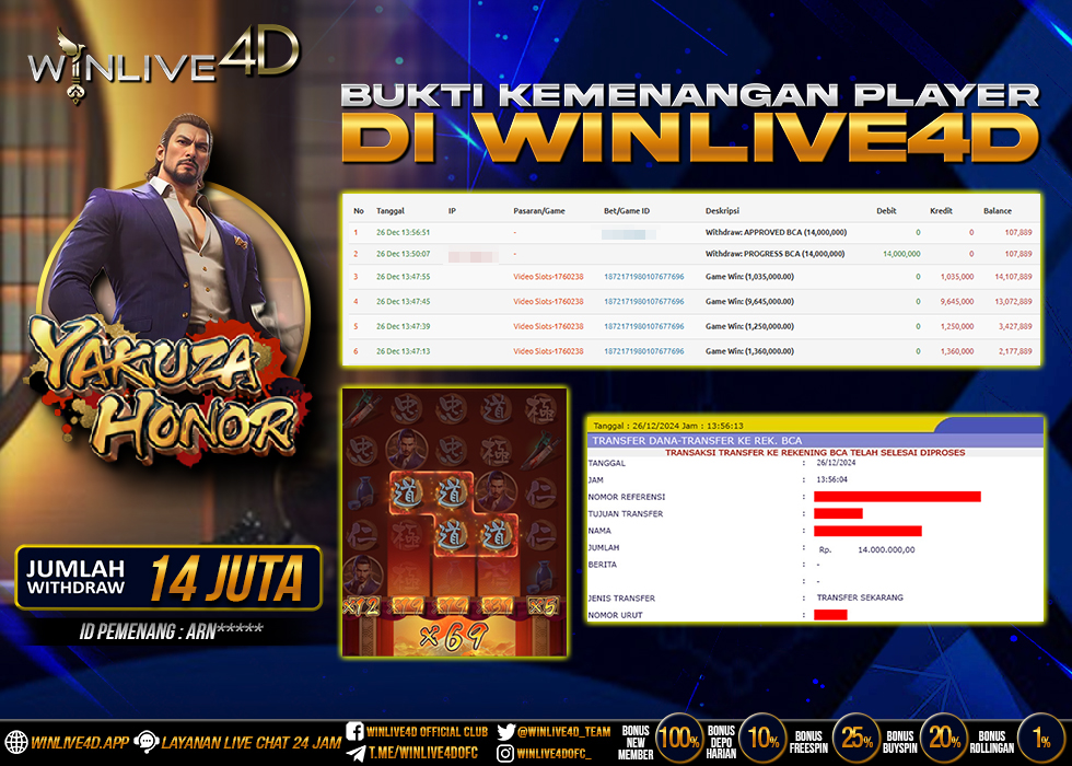 WINLIVE4D JACKPOT SLOT YAKUZA HONOR
