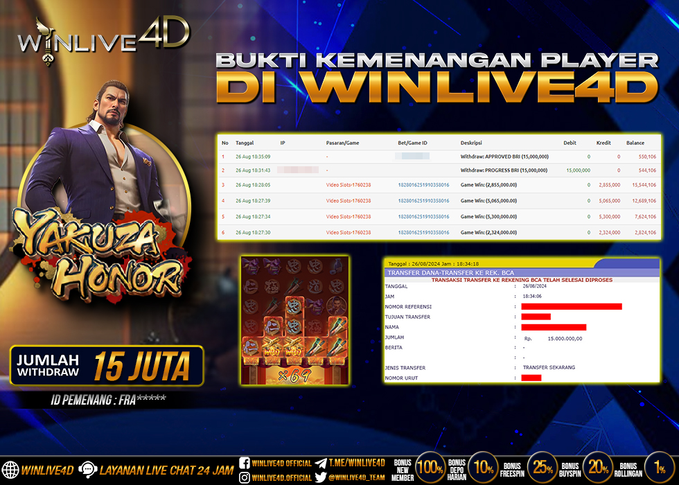 WINLIVE4D JACKPOT SLOT YAKUZA HONOR