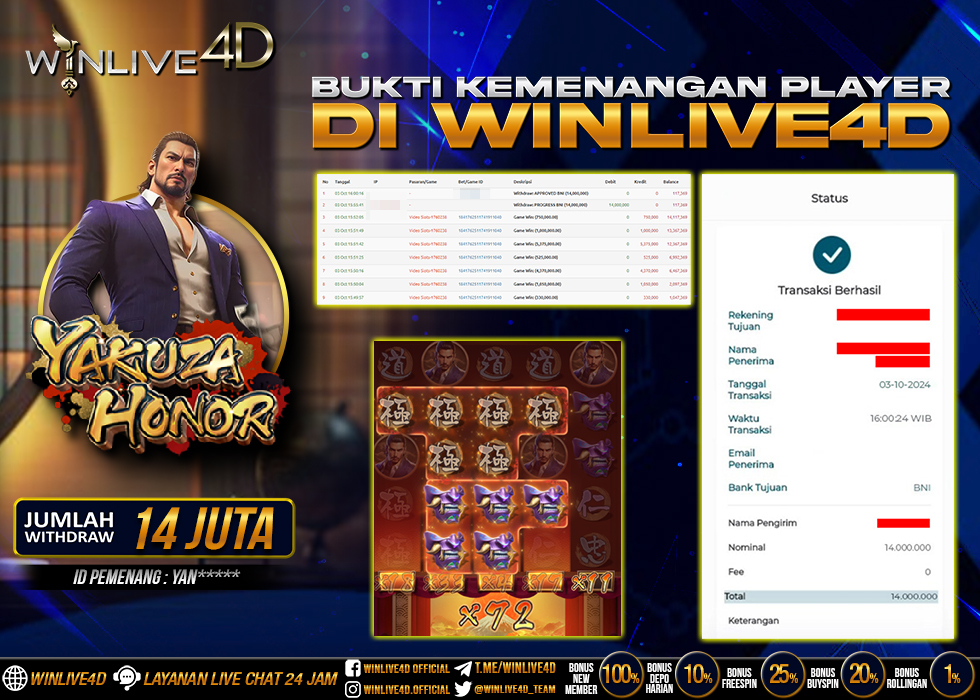 WINLIVE4D JACKPOT SLOT YAKUZA HONOR