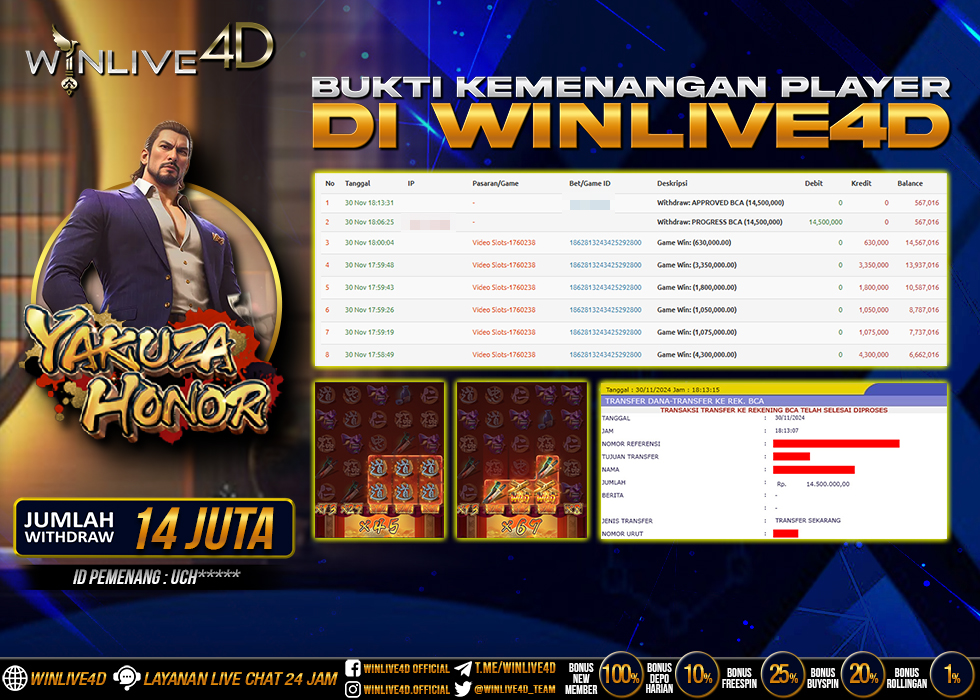 WINLIVE4D JACKPOT SLOT YAKUZA HONOR