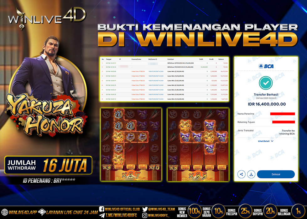 WINLIVE4D JACKPOT SLOT YAKUZA HONOR