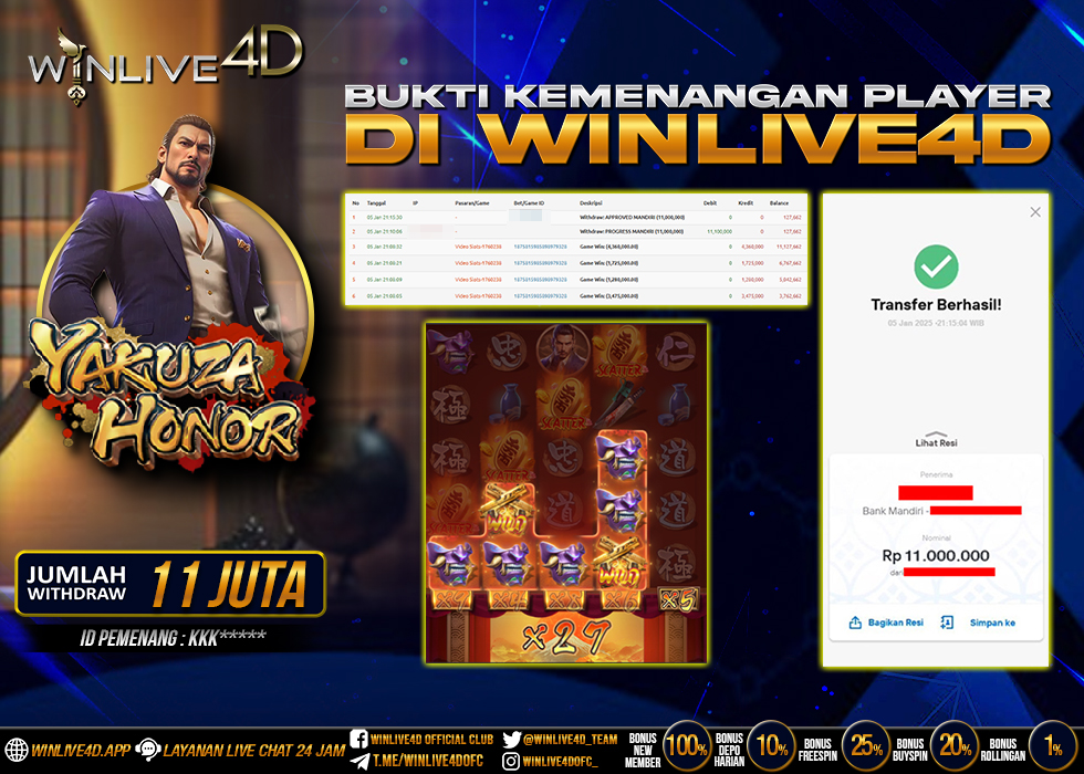 WINLIVE4D JACKPOT SLOT YAKUZA HONOR